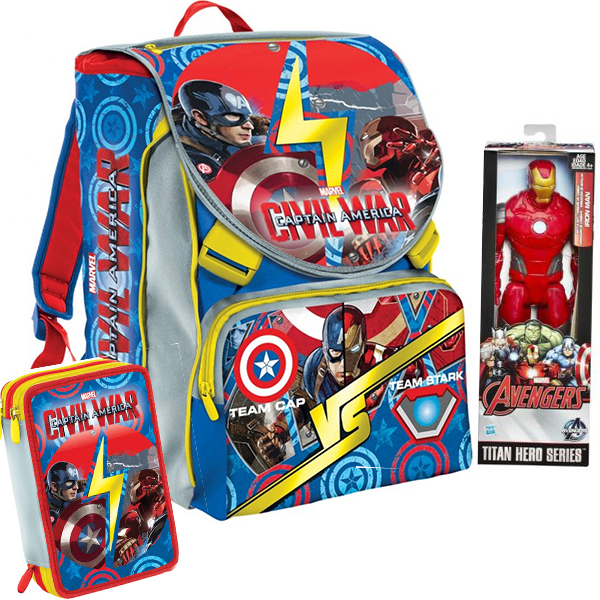 Civil War Poliestere Marvel Versus Avengers Captain America Iron Man Tracolla per Bambino Blu 1.8 litri